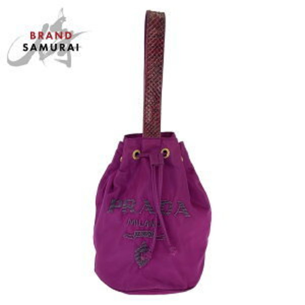 Prada Nylon Shoulder Python Purple Pouch Handbag … - image 1